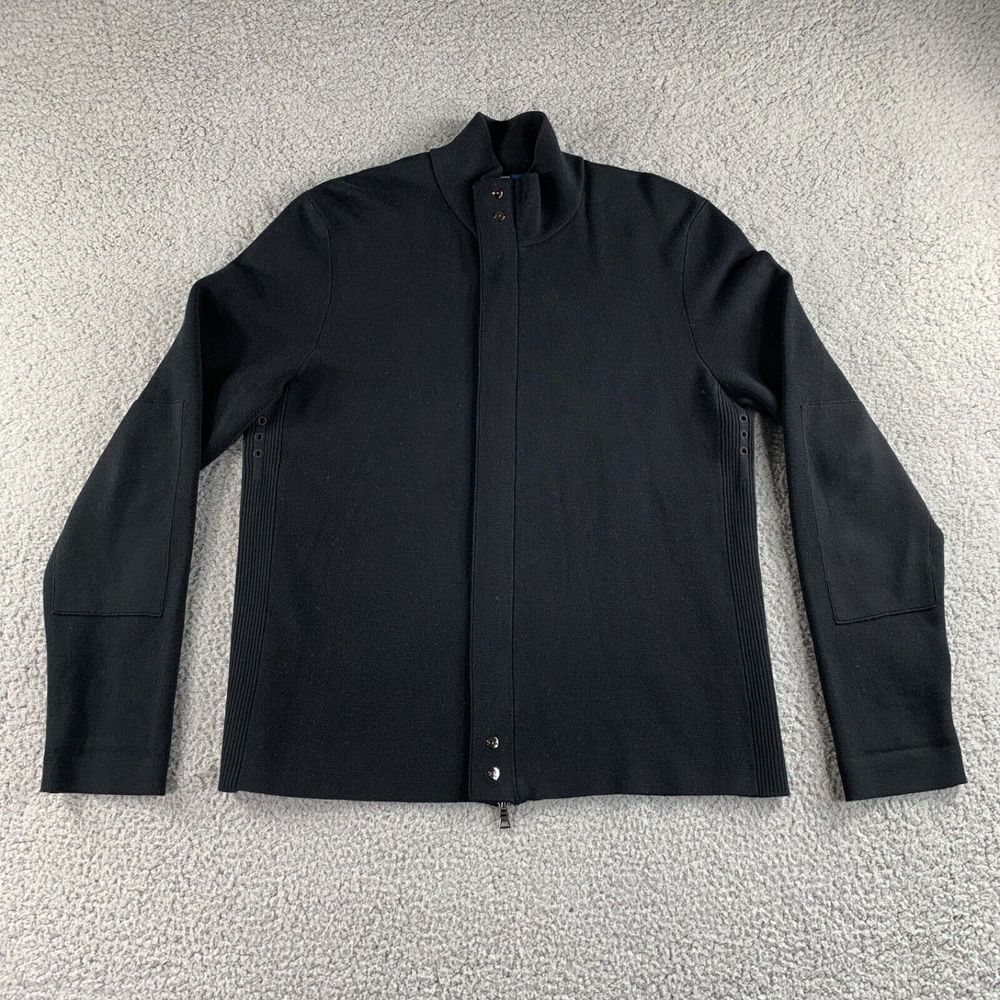 NEW Vintage Ralph Lauren Polo Jacket Mens XL‎ Black Zip Cardigan Sweater Vented
